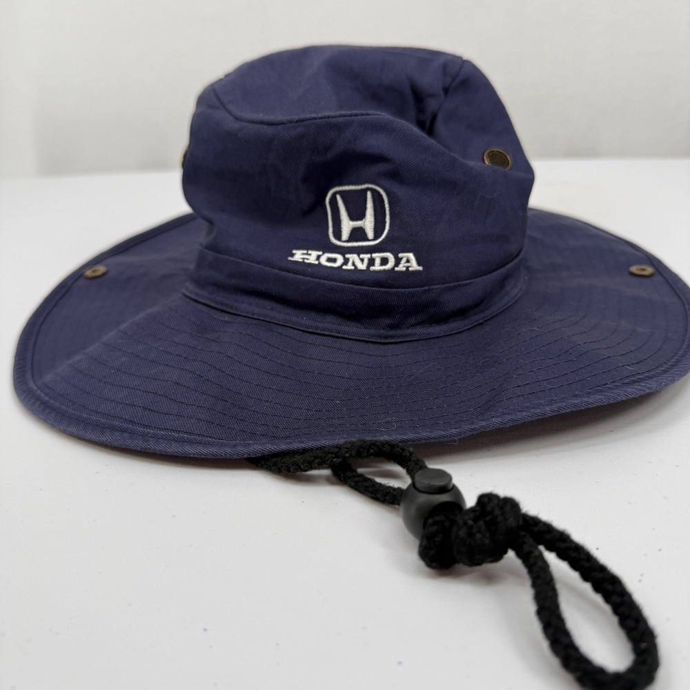 Honda Boonie Hat Mens M/L Navy Blue Wide Brim Sun Bucket Hat American Cleanup